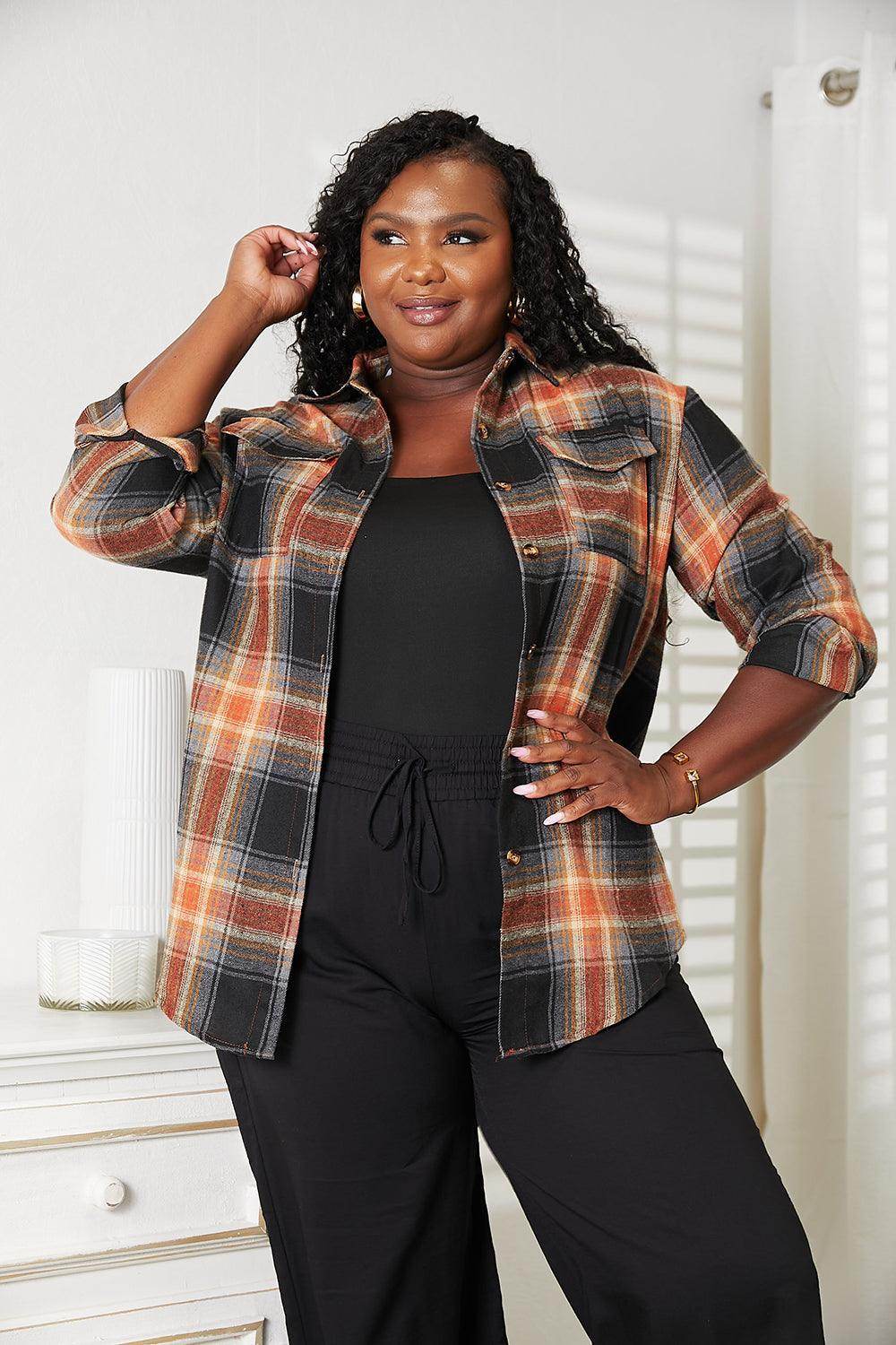 Mandy Plaid Dropped Shoulder Shirt for Casual Chic Style - Selvanelle