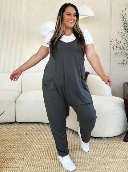 Double Take Full Size Sleeveless V-Neck Pocketed Jumpsuit - Selvanelle