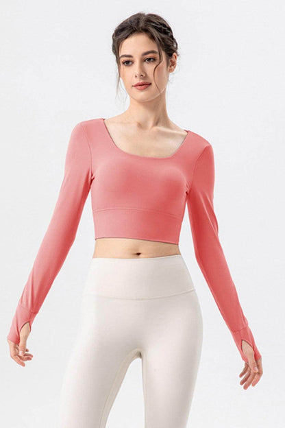Square Neck Crisscross Active T-Shirt for Women Fitness - Selvanelle