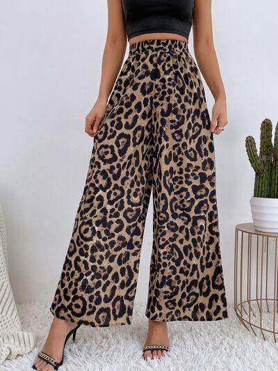 Printed Elastic Waist Wide Leg Pants for Women Fashion - Selvanelle