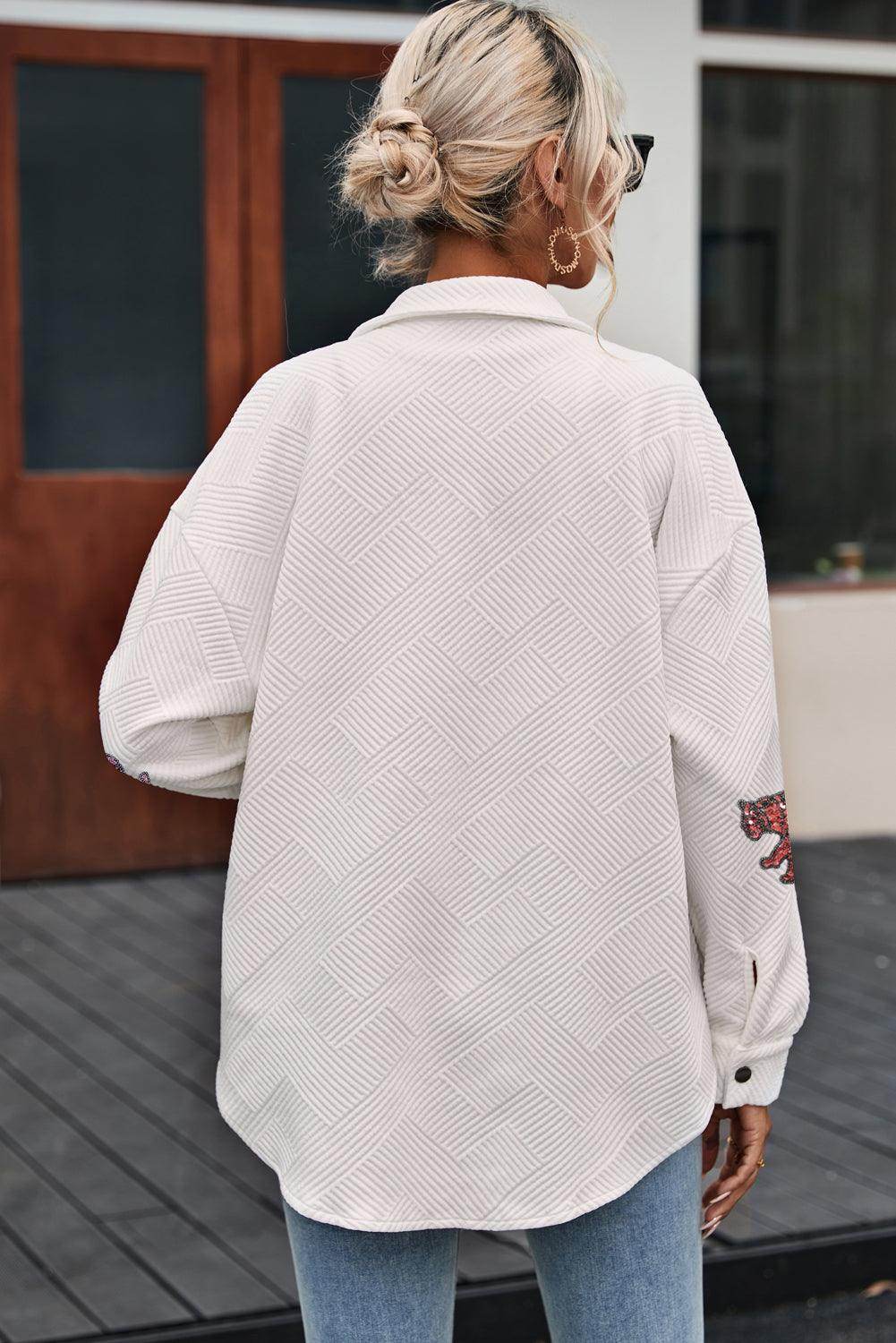 Tiger Sequin Dropped Shoulder Jacket for Trendy Style - Selvanelle