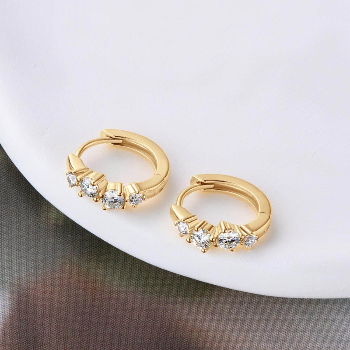 925 Sterling Silver Moissanite Huggie Earrings for Women - Selvanelle