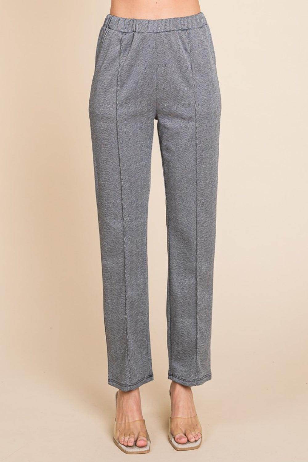 Culture Code Full Size Pin Tuck Detail Slim Pants for Women - Selvanelle