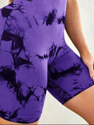 Tie-Dye High Waist Active Shorts for Women Workout Gear - Selvanelle
