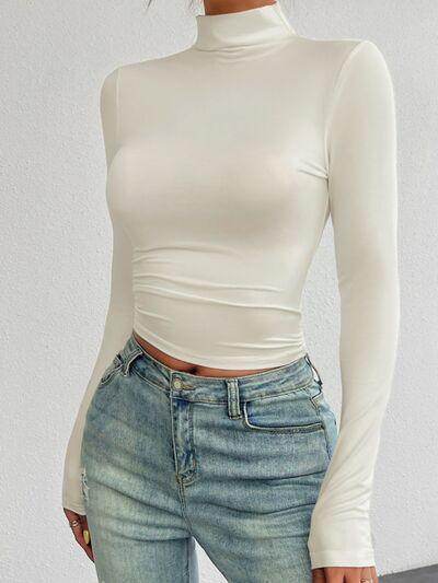 Devine Mock Neck Long Sleeve T-Shirt for Women Casual Wear - Selvanelle