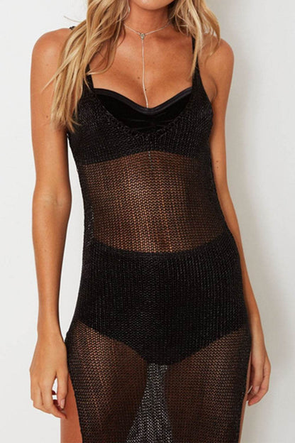 Slit Scoop Neck Sleeveless Cover Up - Selvanelle