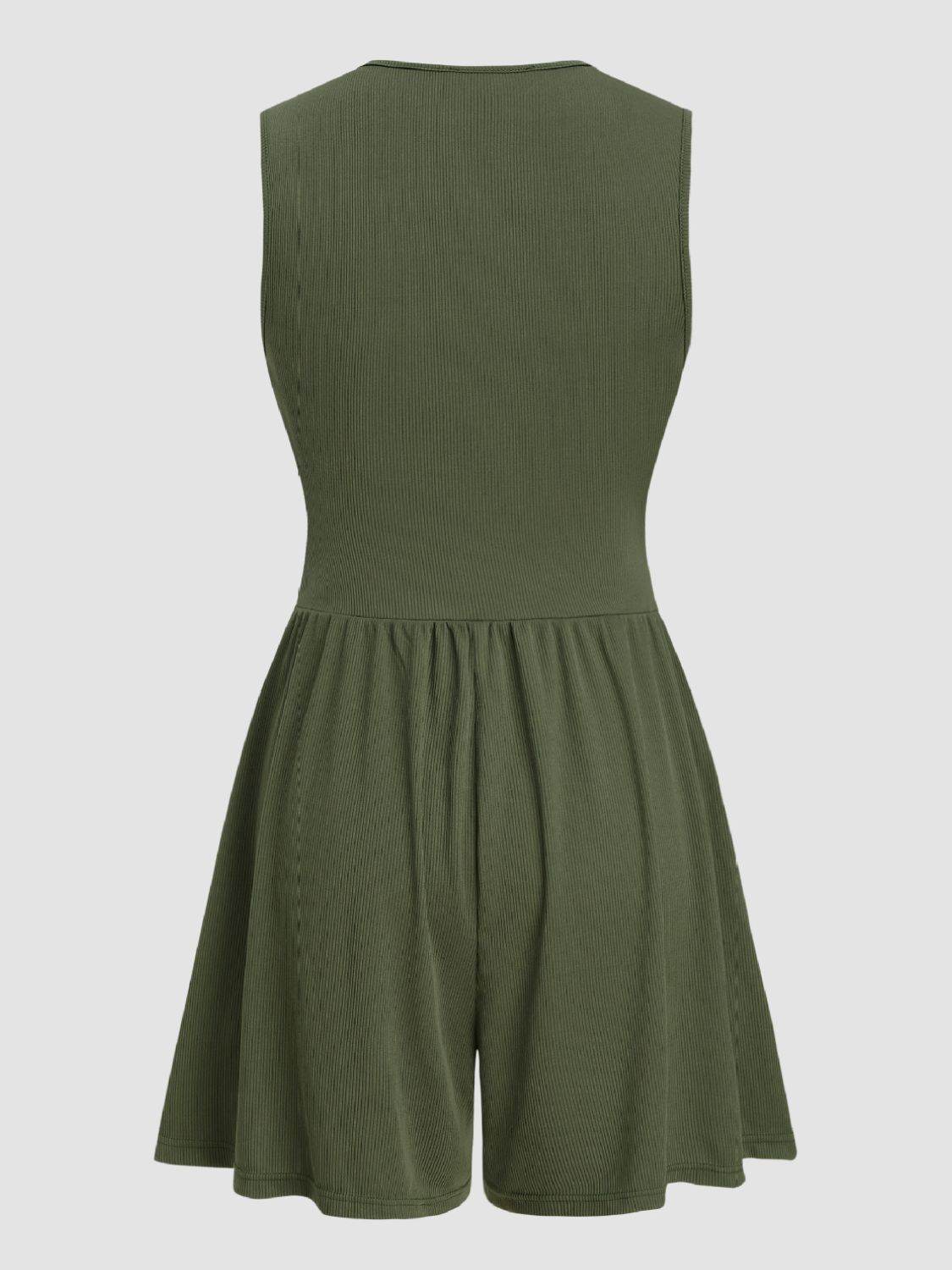 Ruched Plunge Sleeveless Romper - Selvanelle