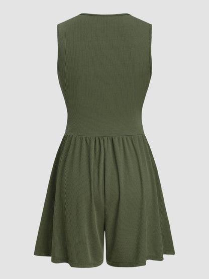 Ruched Plunge Sleeveless Romper - Selvanelle