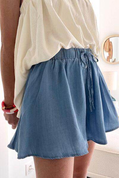 Elastic Waist Wide Leg Denim Shorts for Comfortable Style - Selvanelle