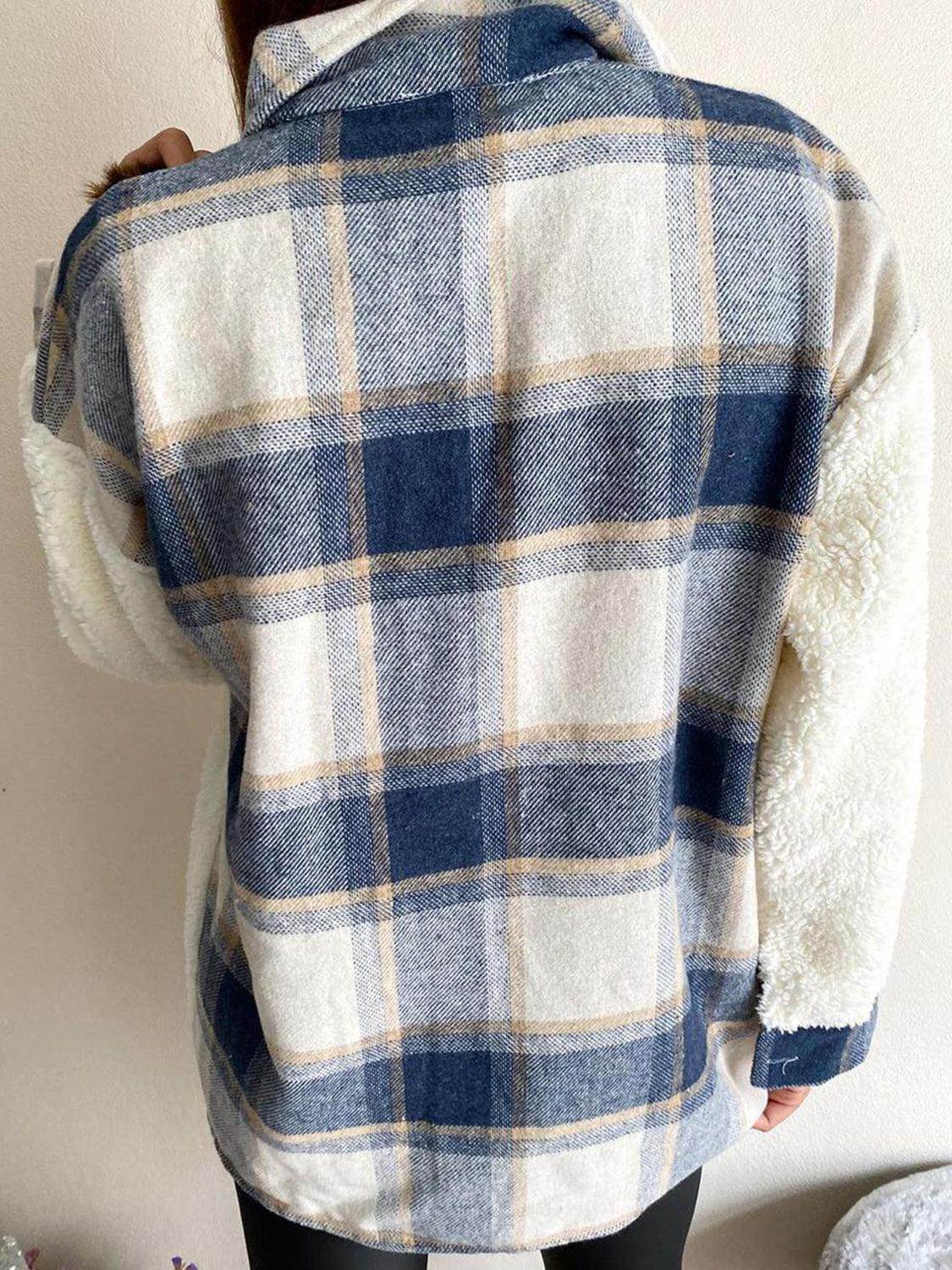 Fuzzy Button Up Long Sleeve Jacket for Cozy Style - Selvanelle