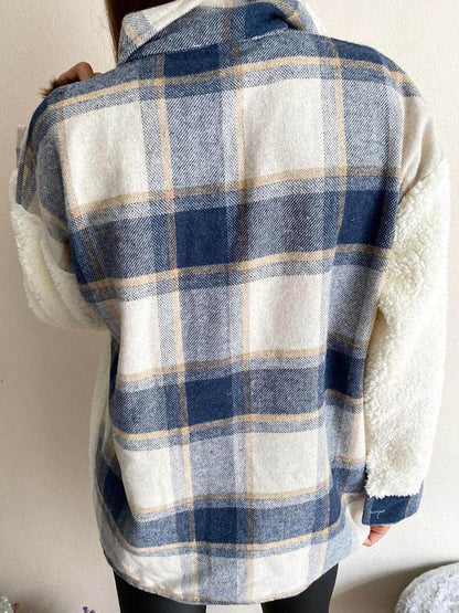 Fuzzy Button Up Long Sleeve Jacket for Cozy Style - Selvanelle