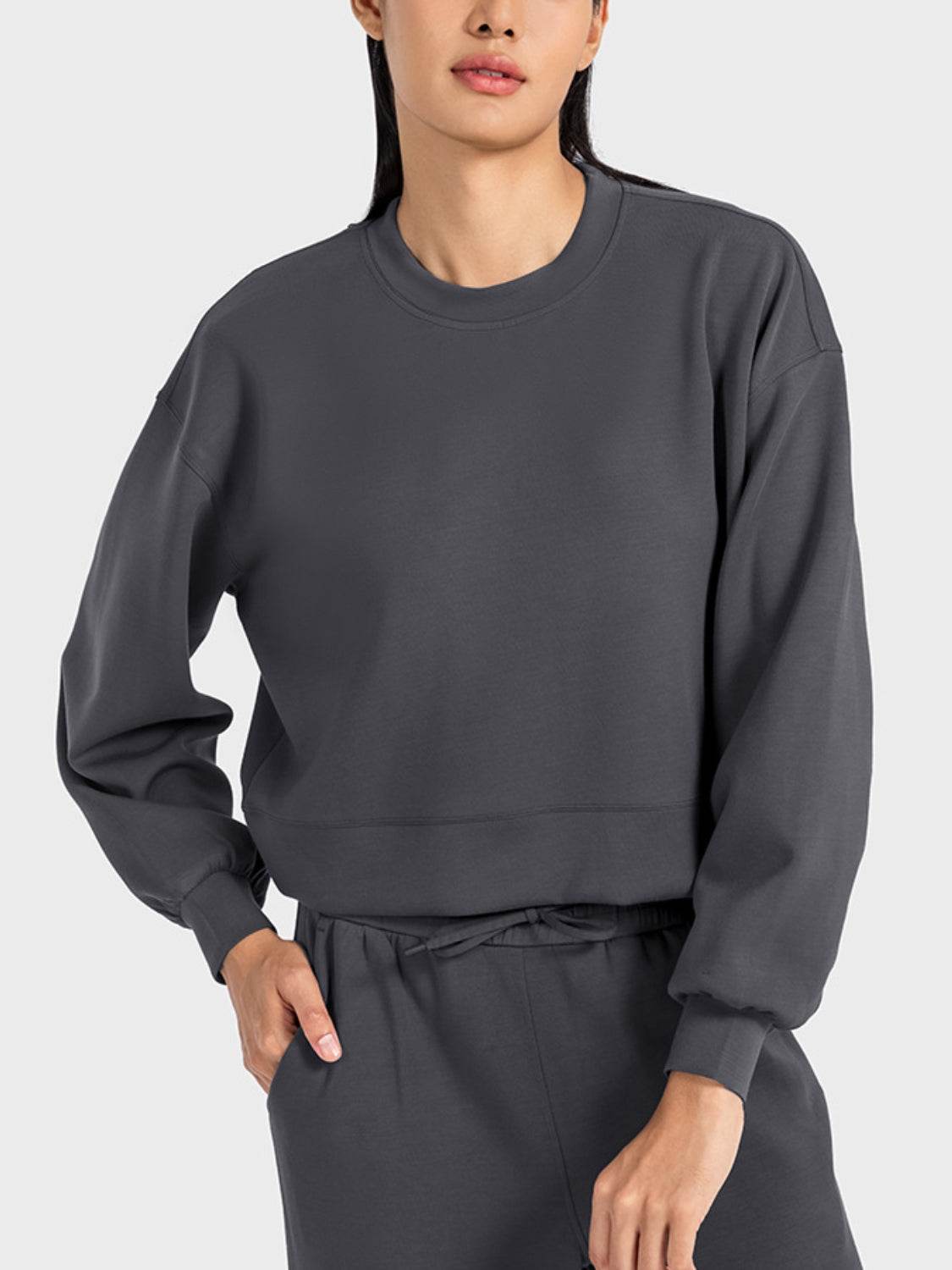 Millennia Round Neck Drop Shoulder Sports Top - Selvanelle