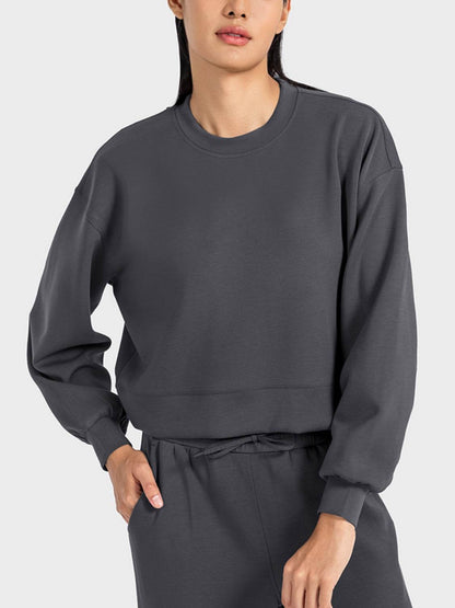 Millennia Round Neck Drop Shoulder Sports Top - Selvanelle