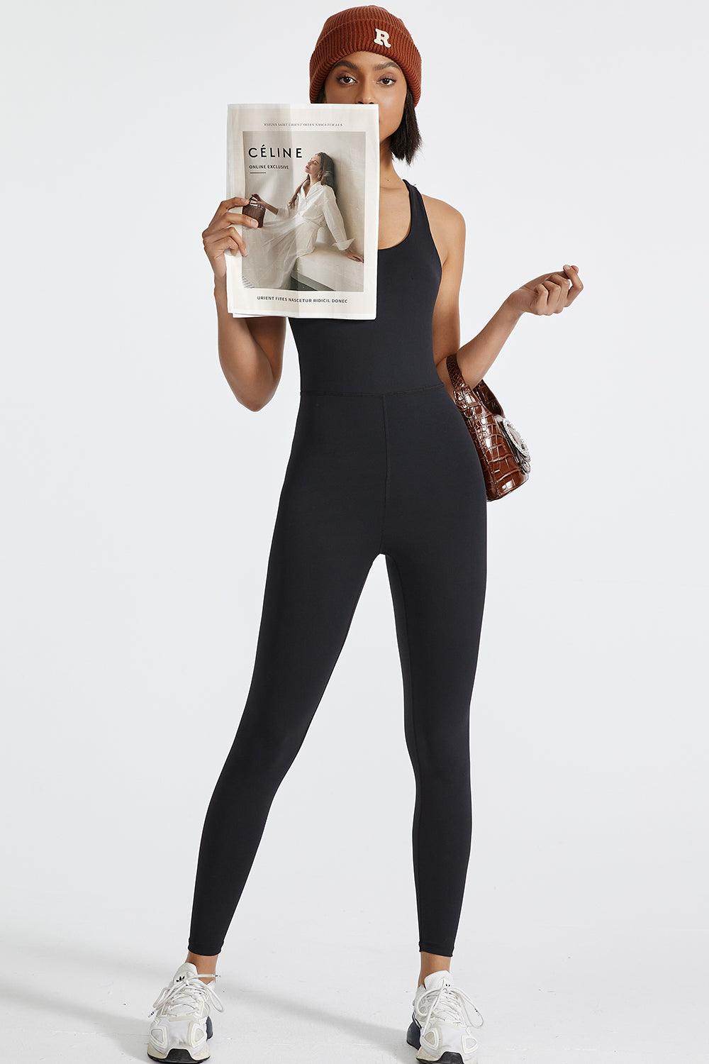 Crisscross Back Wide Strap Active Jumpsuit for Women - Selvanelle