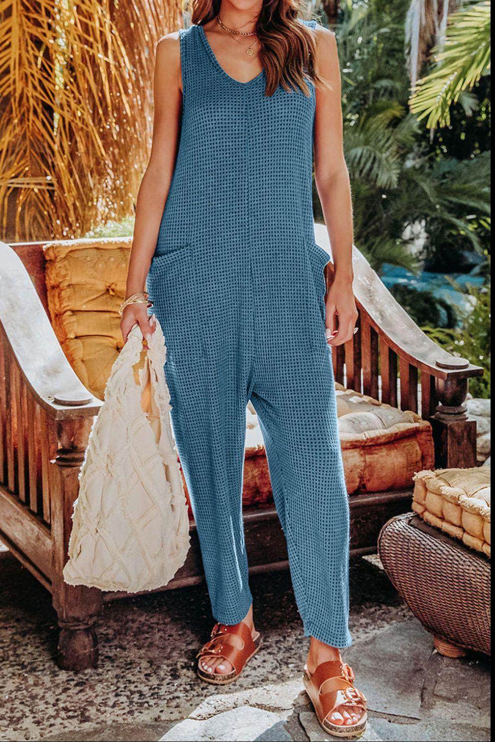 Double Take Full Size Sleeveless Straight Jumpsuit for Women - Selvanelle