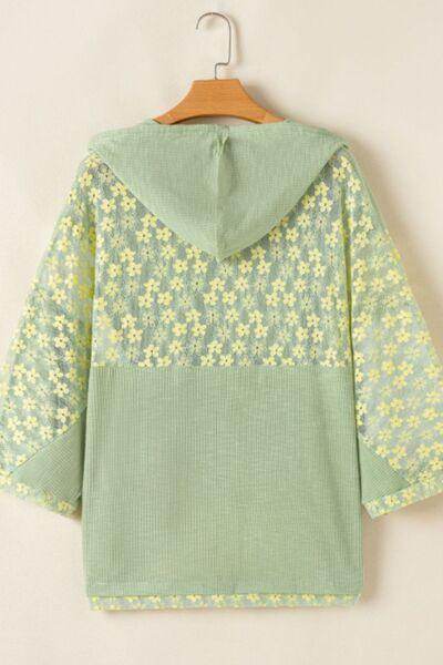 Peace Patch Batwing Sleeve Hooded Blouse for Women - Selvanelle