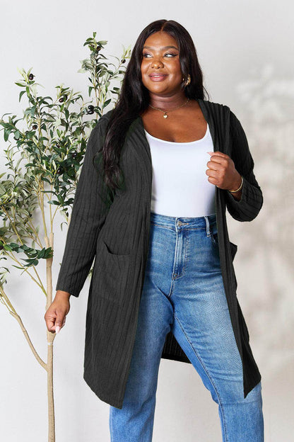 Basic Bae Full Size Hooded Sweater Cardigan for Women - Selvanelle