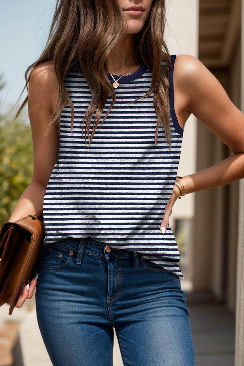Printed Round Neck Tank for Women - Comfortable Fit - Selvanelle