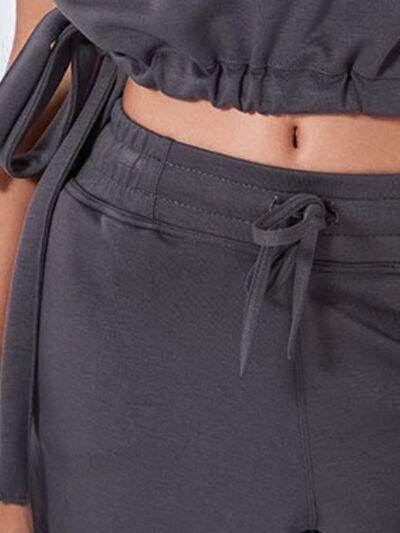 Drawstring Solid Color Shorts with Pockets for Women - Selvanelle