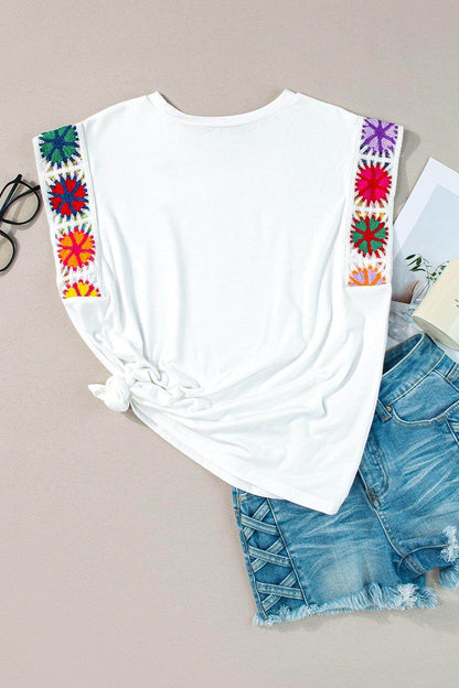 Round Neck Cap Sleeve Top for Women in Soft Stretch Fabric - Selvanelle