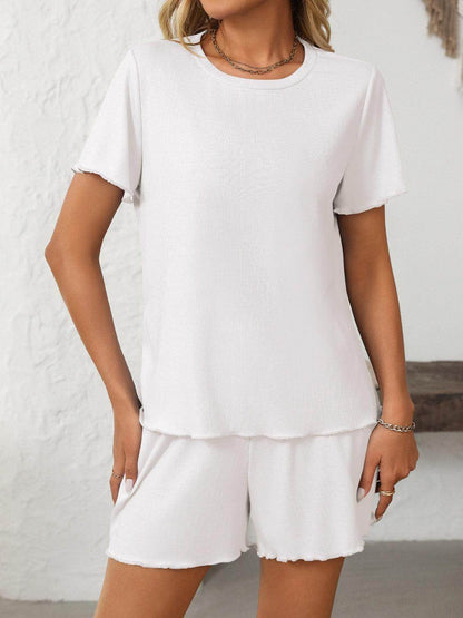 Mandy Round Neck Short Sleeve Top and Shorts Set Women - Selvanelle