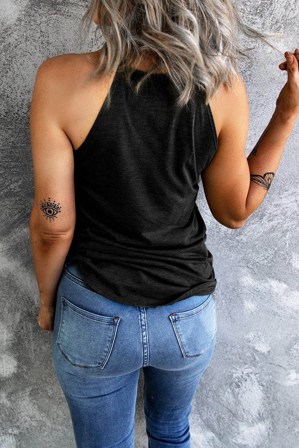 Bull Graphic Round Neck Tank Top for Women Stylish Fit - Selvanelle