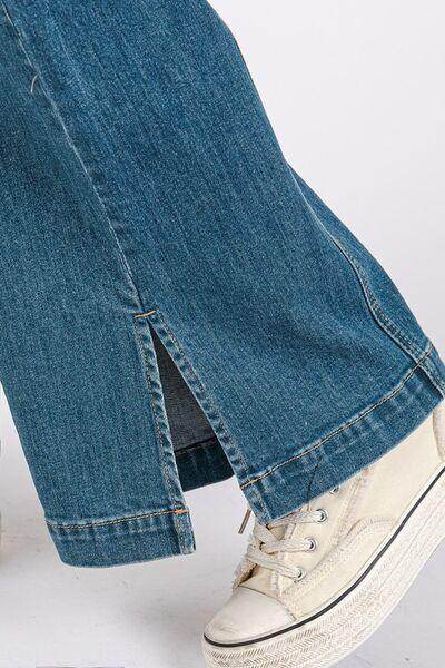 Mittoshop Medium Wash Seam Detail Wide Leg Denim Jeans - Selvanelle