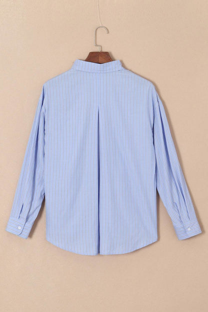 Striped Button Up Long Sleeve Shirt - Selvanelle