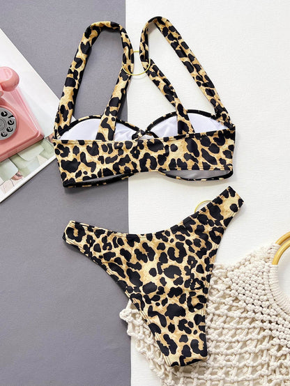 Leopard Ring Detail Bikini Set - Selvanelle