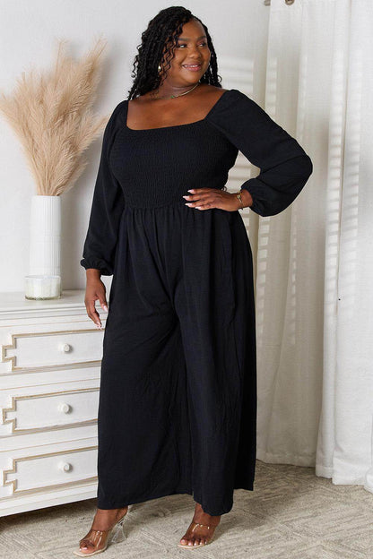 Double Take Square Neck Jumpsuit with Pockets for Women - Selvanelle
