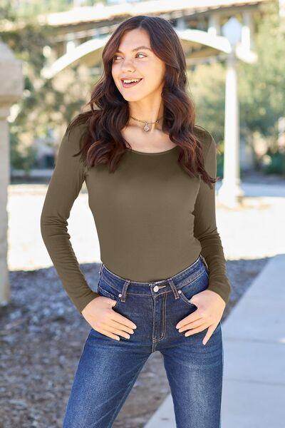Basic Bae Full Size Round Neck Long Sleeve Bodysuit for All - Selvanelle