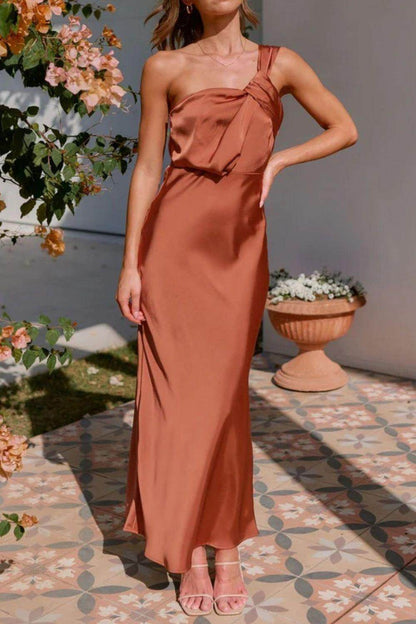 One Shoulder Sleeveless Maxi Dress for Elegant Occasions - Selvanelle