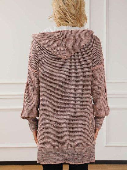 Open Front Hooded Winter Coat with Pockets for Women - Selvanelle