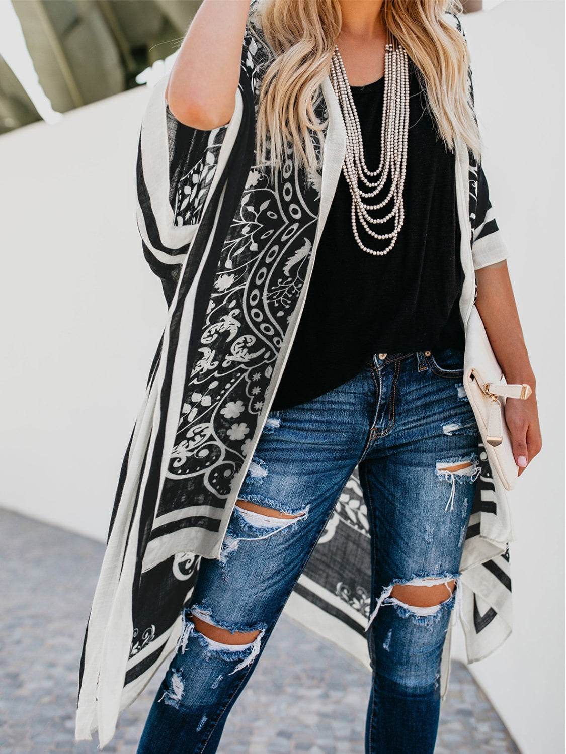 Printed Open Front Cover-Up - Selvanelle