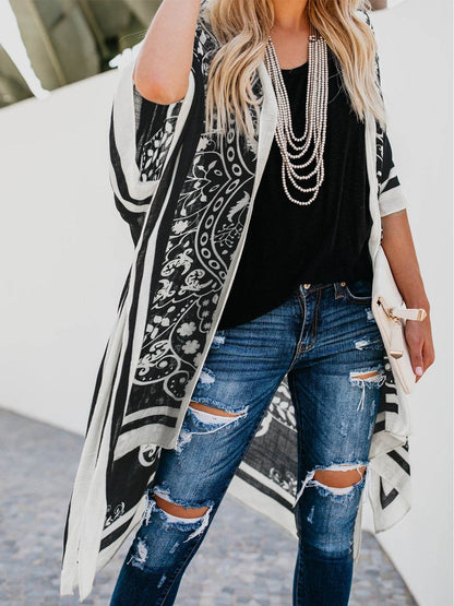 Printed Open Front Cover-Up - Selvanelle