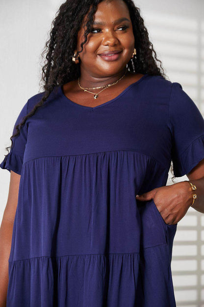 Mandy V-Neck Flounce Sleeve Tiered Dress for All Occasions - Selvanelle