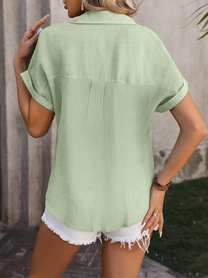Mandy Button Up Short Sleeve Shirt - Selvanelle