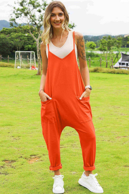 Double Take Full Size Sleeveless V-Neck Pocketed Jumpsuit - Selvanelle