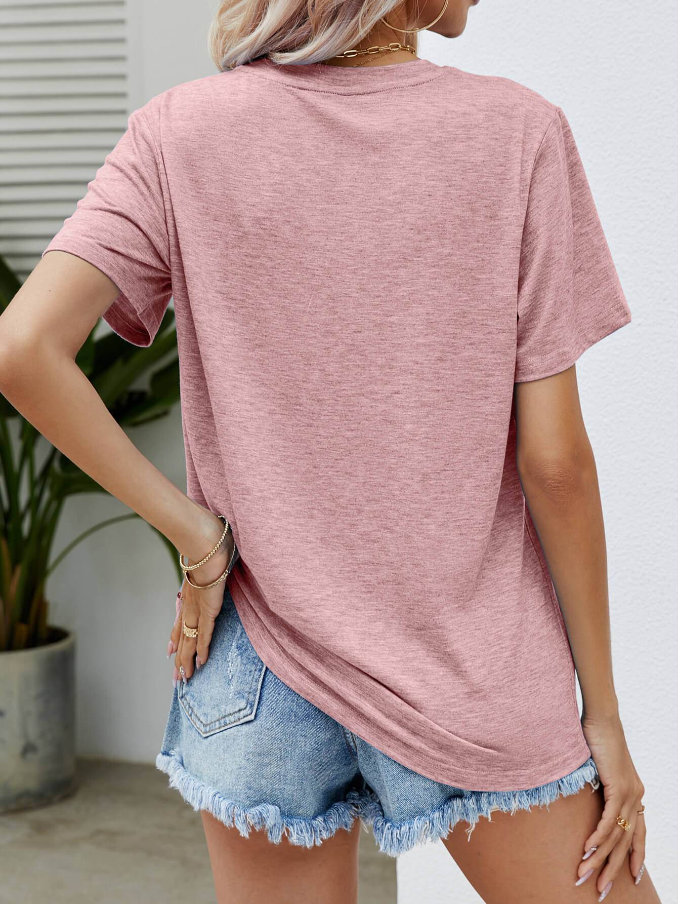 Easter Bunny Graphic Round Neck T-Shirt - Selvanelle