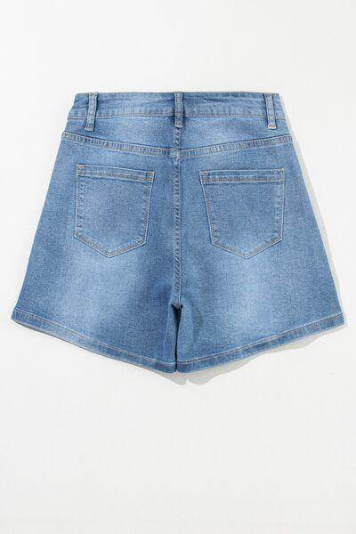 Rhinestone High Waist Denim Shorts for Stylish Summer Wear - Selvanelle