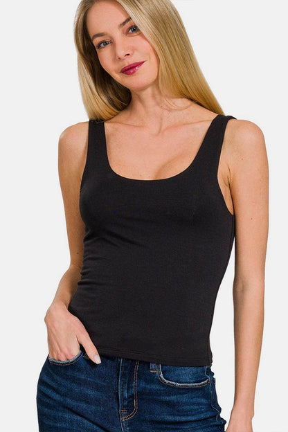 Zenana Double Layer Round Neck Tank for Stylish Comfort - Selvanelle