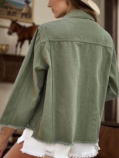 Raw Hem Button Up Denim Jacket for Stylish Every Day Wear - Selvanelle