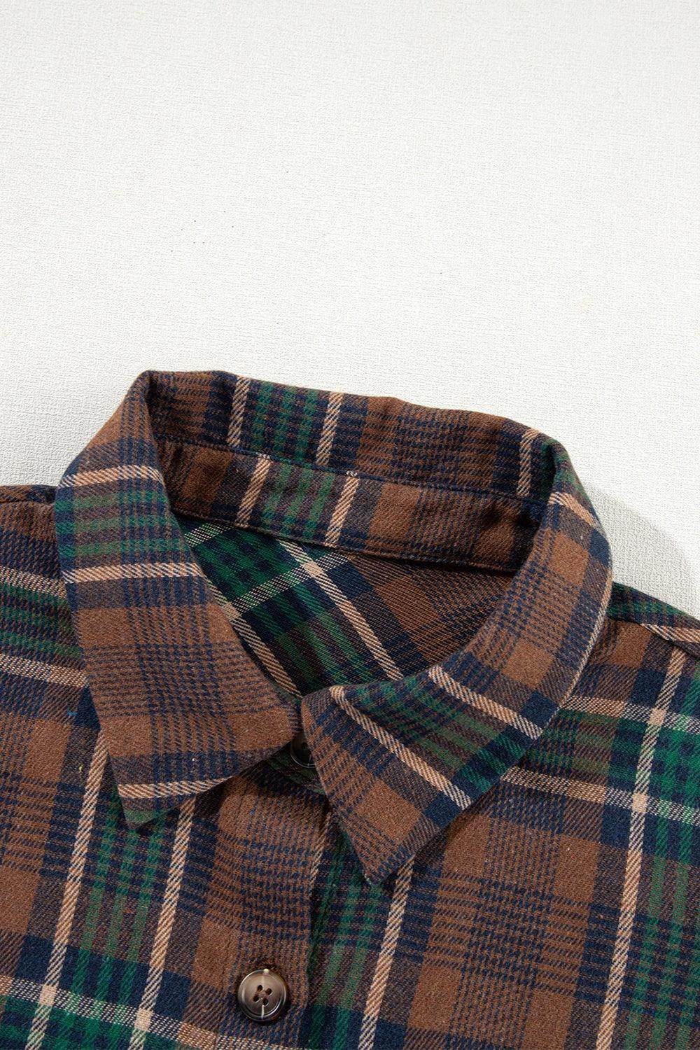 Plaid Button Up Long Sleeve Jacket for Women Stylish Fit - Selvanelle