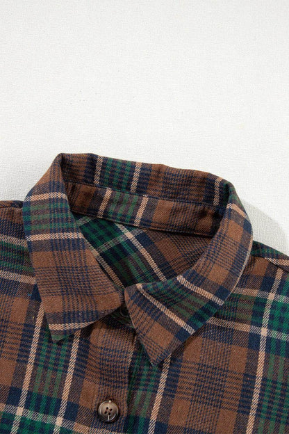 Plaid Button Up Long Sleeve Jacket for Women Stylish Fit - Selvanelle