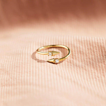 925 Sterling Silver Inlaid Zircon Bypass Ring for Women - Selvanelle