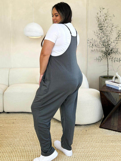 Double Take Full Size Sleeveless V-Neck Pocketed Jumpsuit - Selvanelle