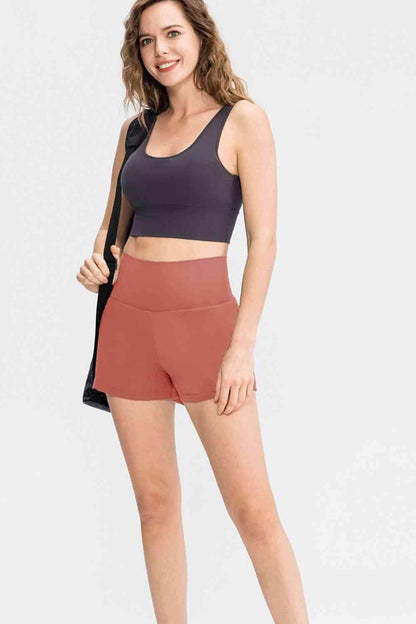 Wide Waistband Sports Shorts with Pockets for Women - Selvanelle