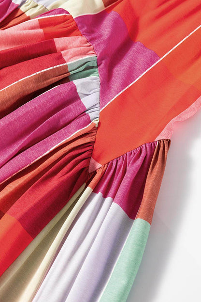 Color Block Elastic Waist Maxi Skirt for Women Fashion - Selvanelle