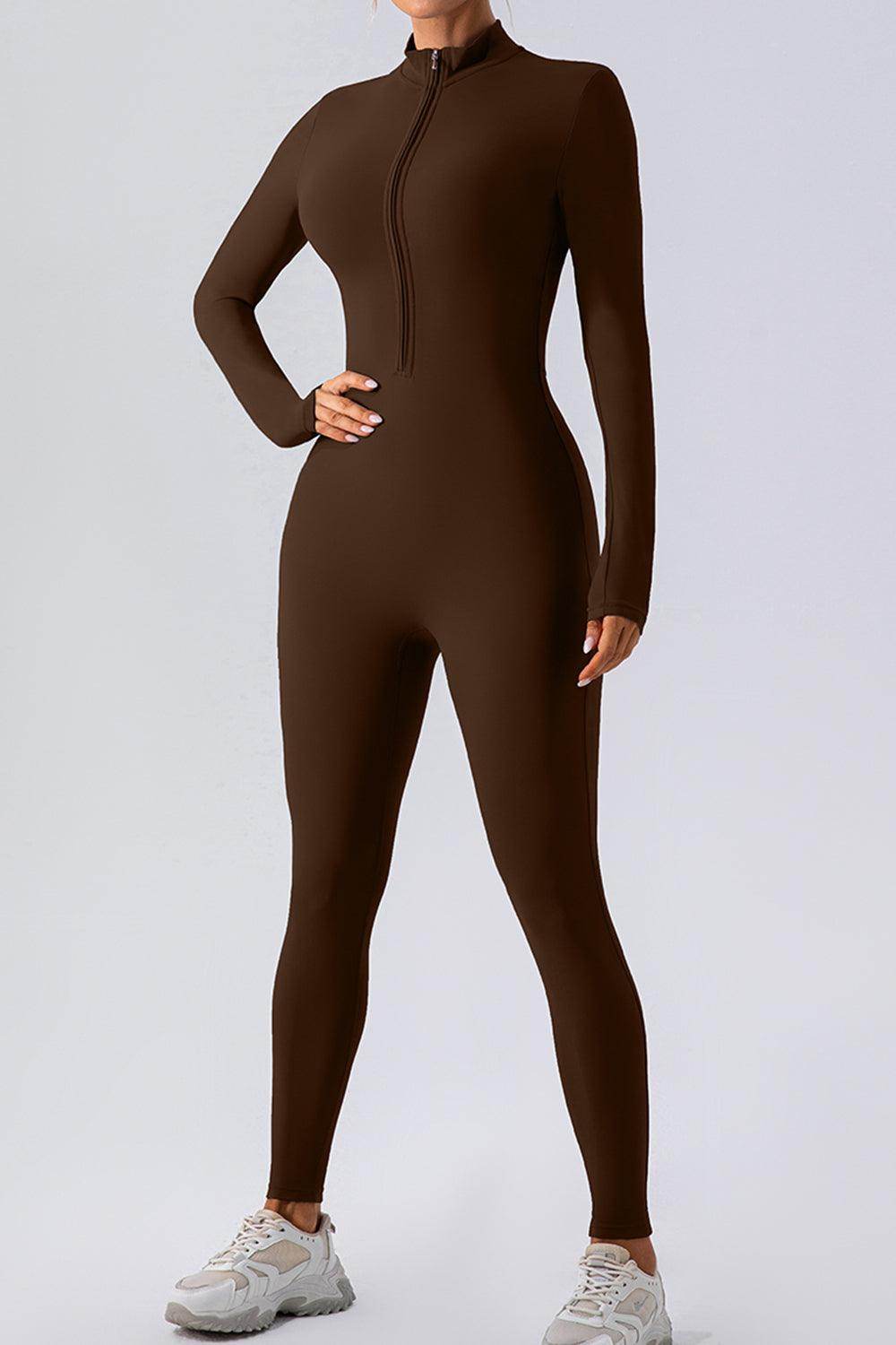 Half Zip Mock Neck Active Jumpsuit for Women Comfort Fit - Selvanelle