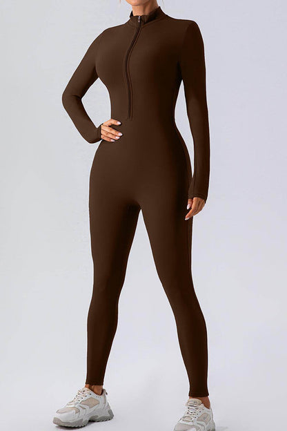 Half Zip Mock Neck Active Jumpsuit for Women Comfort Fit - Selvanelle